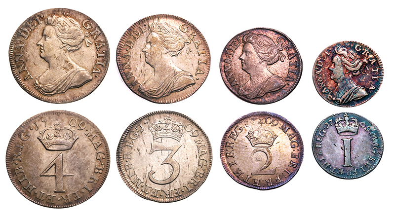 値下げしました】イギリス アン女王 1709年 マウンディ銀貨4枚セット(4